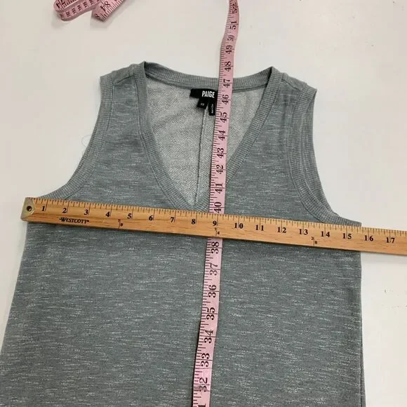 Paige Dress Womens XS Extra Small Gray Heather Sage Midi Tank Side Slits V Neck - Picture 8 of 15
